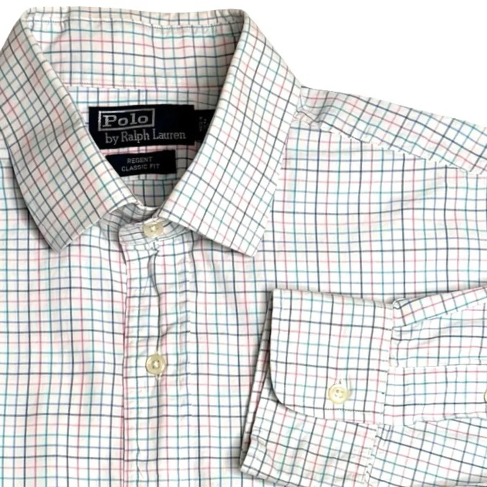 Polo Ralph Lauren Regent Classic Fit Dress Shirt Multi-Color Check Sz 17.5 34/35